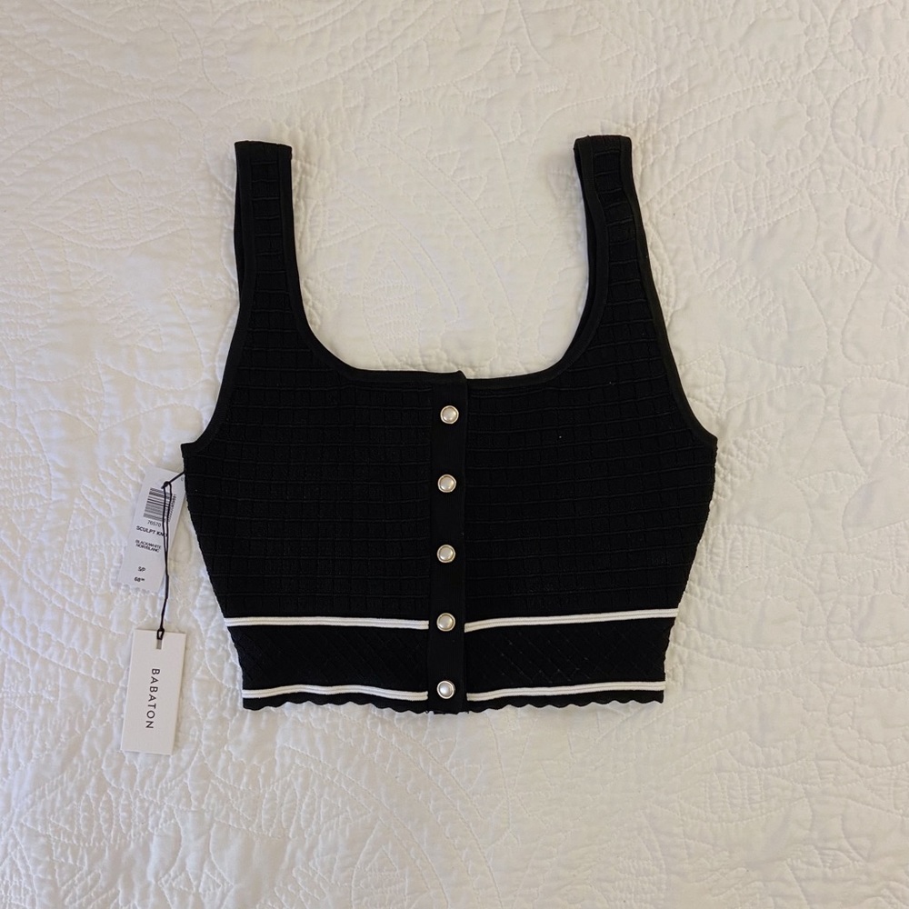 ARITZIA Babaton Sculpt Knit Button Tank in Black 🖤 NWT, Size S